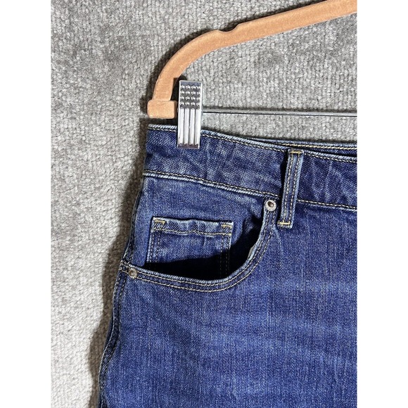 Old Navy Jean Skirt Womens Size 8 Stretch Blue Denim Raw Hem Pockets - Picture 5 of 7